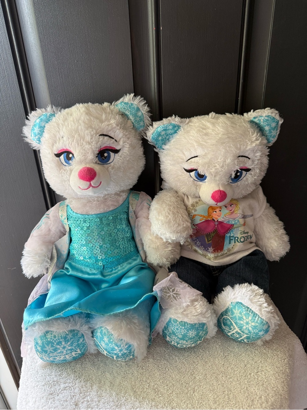 2Build-A-Bear Disney Frozen ELSA White Bears in Clothes Plush Toys 16”